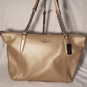 Coach platinum leather tote